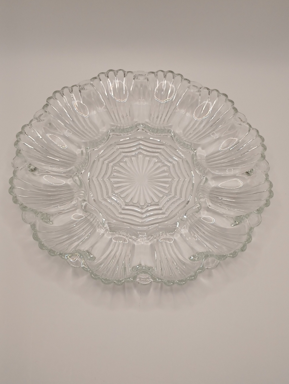 Vintage Anchor Hocking Deviled Egg Clear Glass Plate